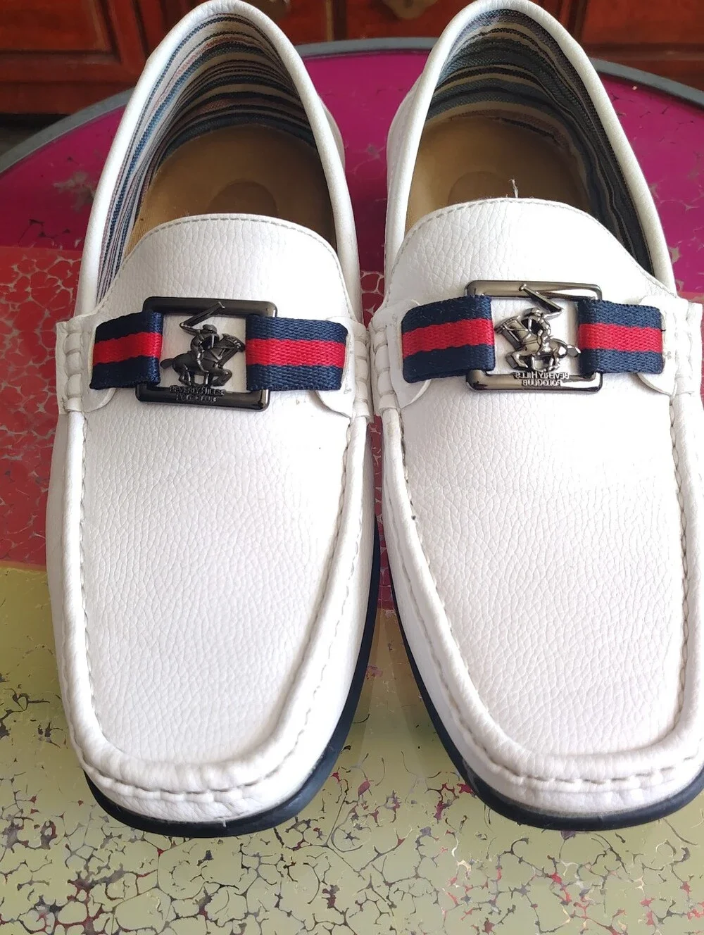 Beverly Hills Polo Club Men's White Loafers - Size 8